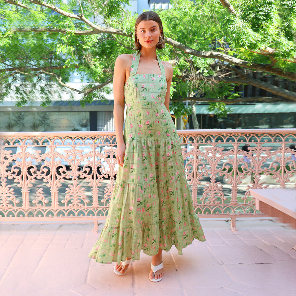 Variant image for Lena Damen Sommerkleid Mit Offenem Rücken, Leichte Baumwolle, A-Linie, Smocked Mieder, Ideal Für Frühling/Sommer-1